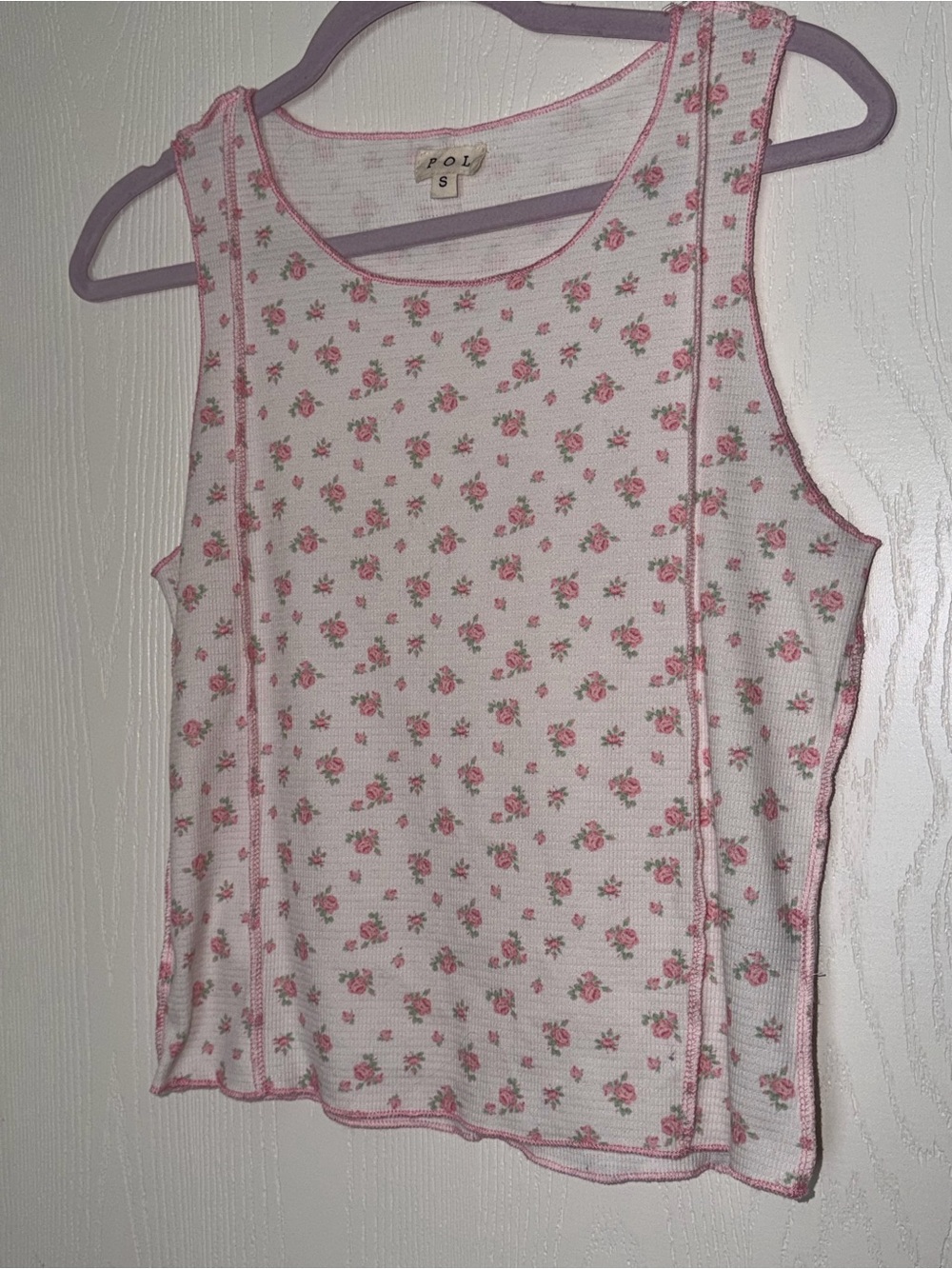 POL Pink & White Floral Ribbed Tank - Picture 6 of 9